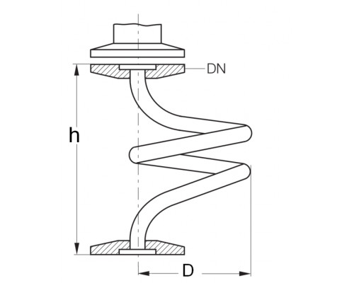 Трубка спиральная для защиты вакуумного датчика DN25 ISO-KF, нерж. сталь